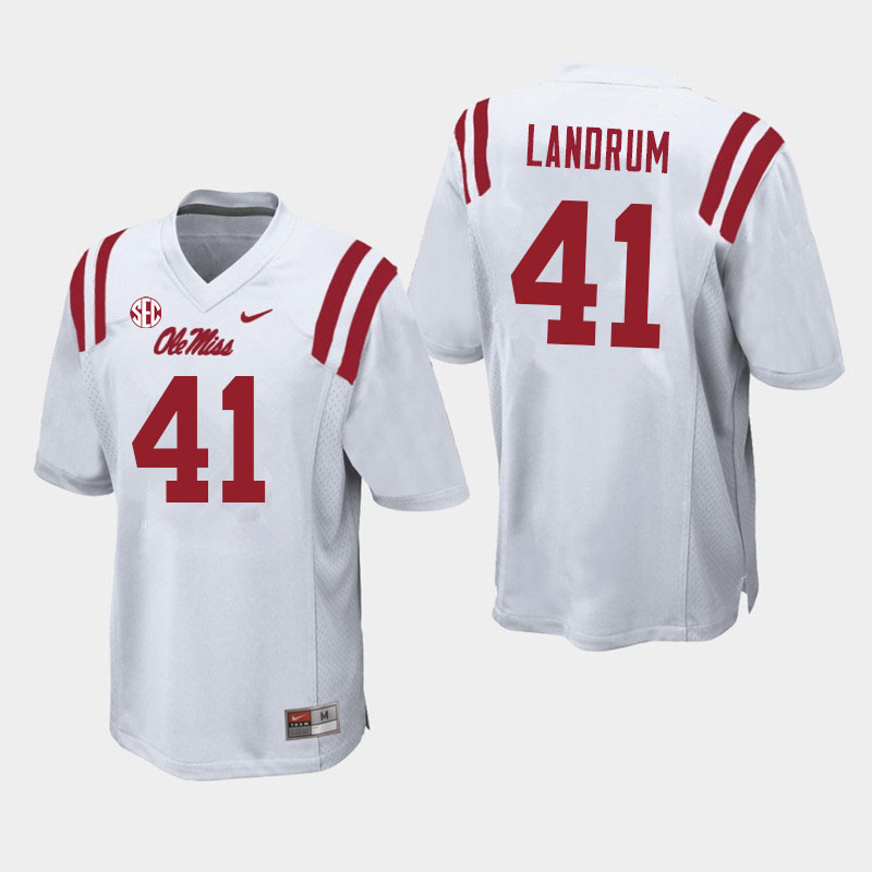 Solomon Landrum Ole Miss Rebels NCAA Men's White #41 Stitched Limited College Football Jersey GKT2458NE